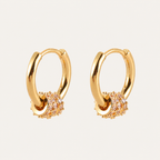 Elegant Gold Hoop Earrings with Sparkling Crystal Accent – 925 Sterling Silver Plated in Gold