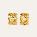 Vintage Gold Chain Hoop Earrings – 925 Sterling Silver Thick Gold Plated Earrings