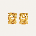 Vintage Gold Chain Hoop Earrings – 925 Sterling Silver Thick Gold Plated Earrings