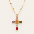 Radiant Spectrum Cross Pendant Necklace