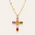 Radiant Spectrum Cross Pendant Necklace