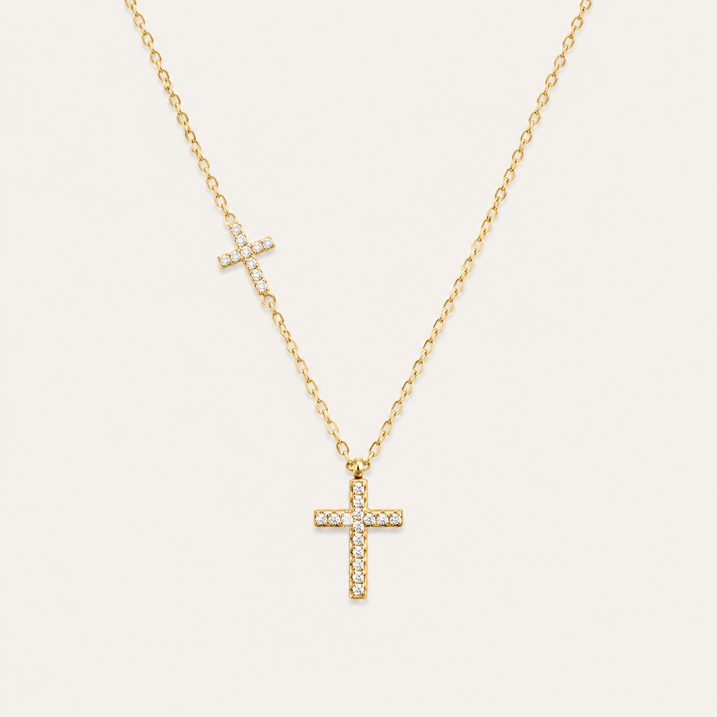 Faith in Light Double Cross Necklace