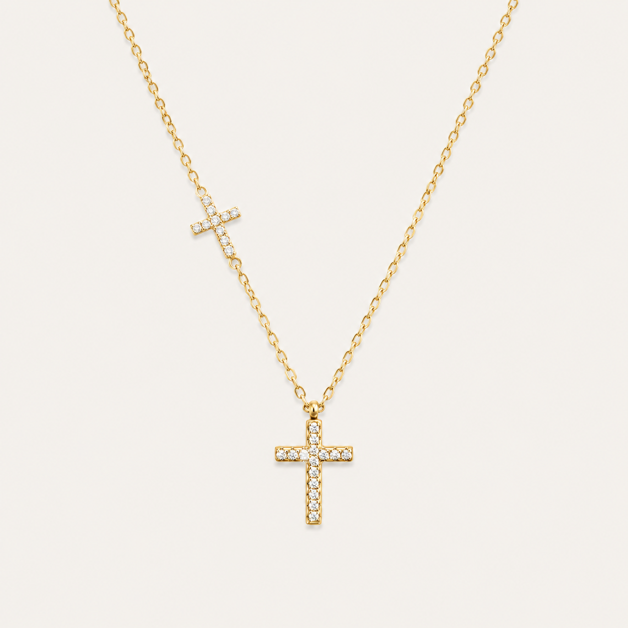 Faith in Light Double Cross Necklace