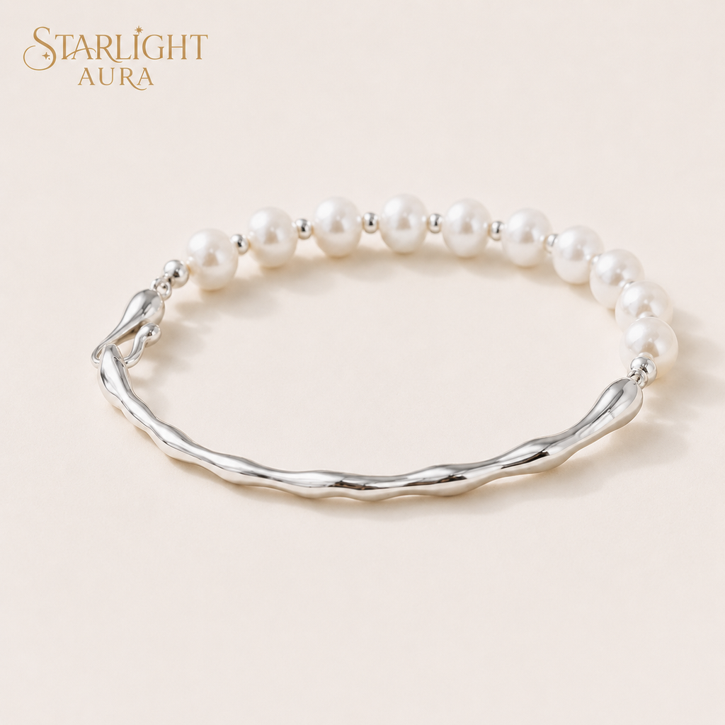 Luna Pearl Bracelet – Natural Freshwater Pearl & S925 Sterling Silver Minimalist Bracelet for Women  Product Description