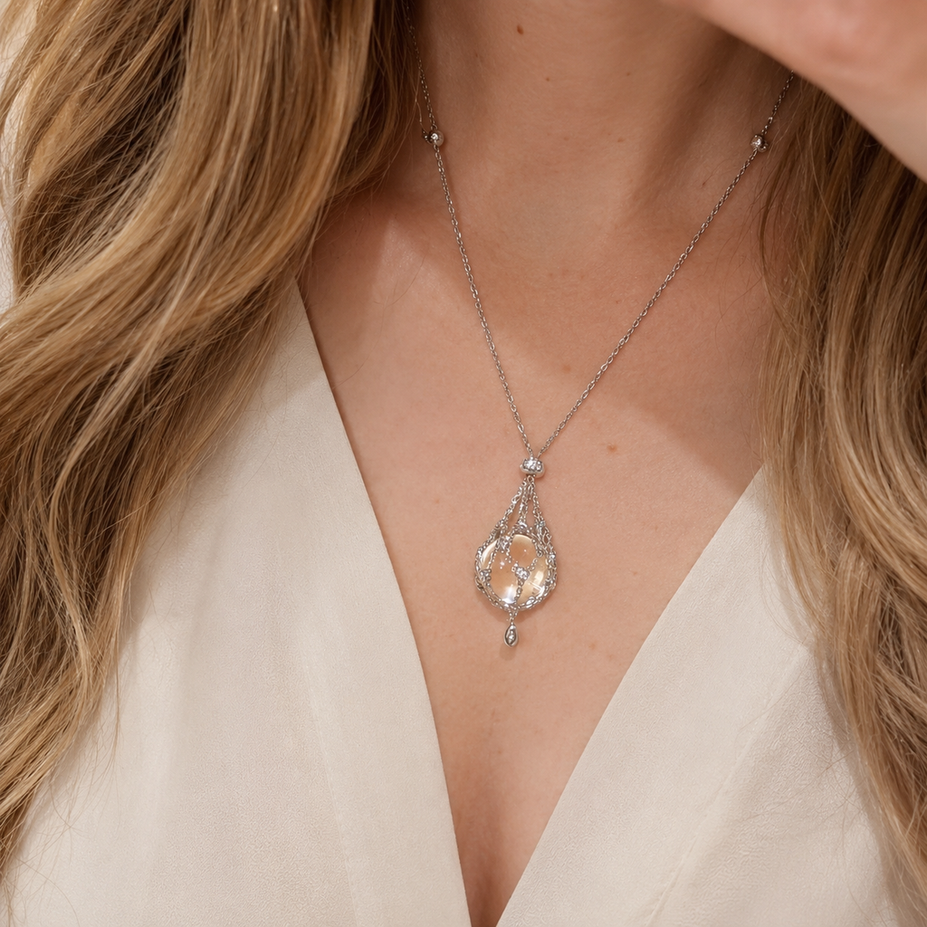 Elegant Pearl Drop Pendant Necklace – 925 Silver Minimal Luxury Necklace for Women