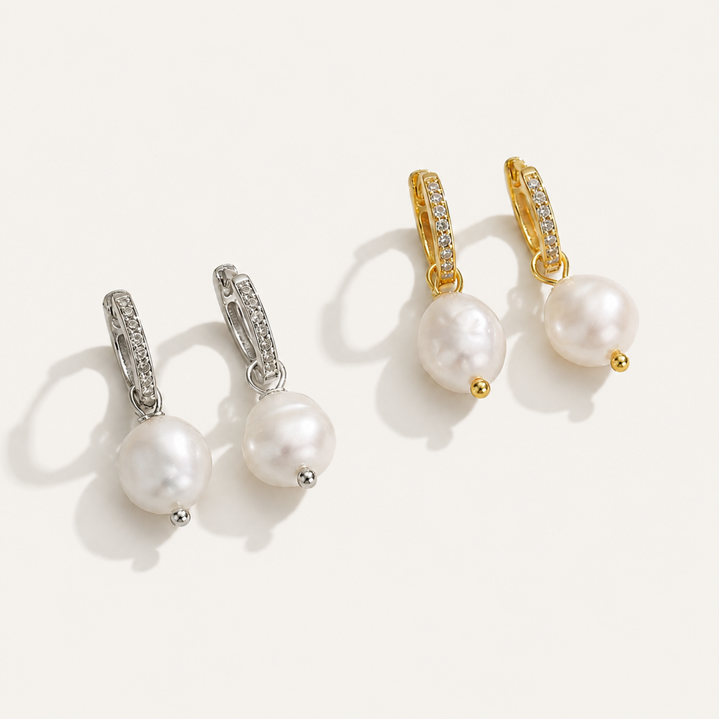 Starlight Aura Elegant Pearl Drop Earrings