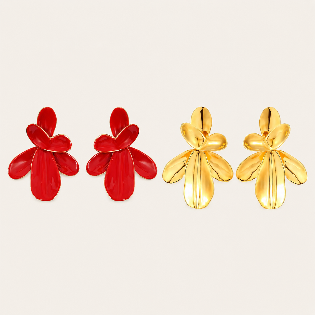 Dami Petal Enamel Stud Earrings – Statement Floral Earrings