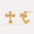 Vintage Cross Crystal C-Hoop Earrings