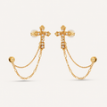 Starlight Aura Cross Chain Ear Cuff Earrings
