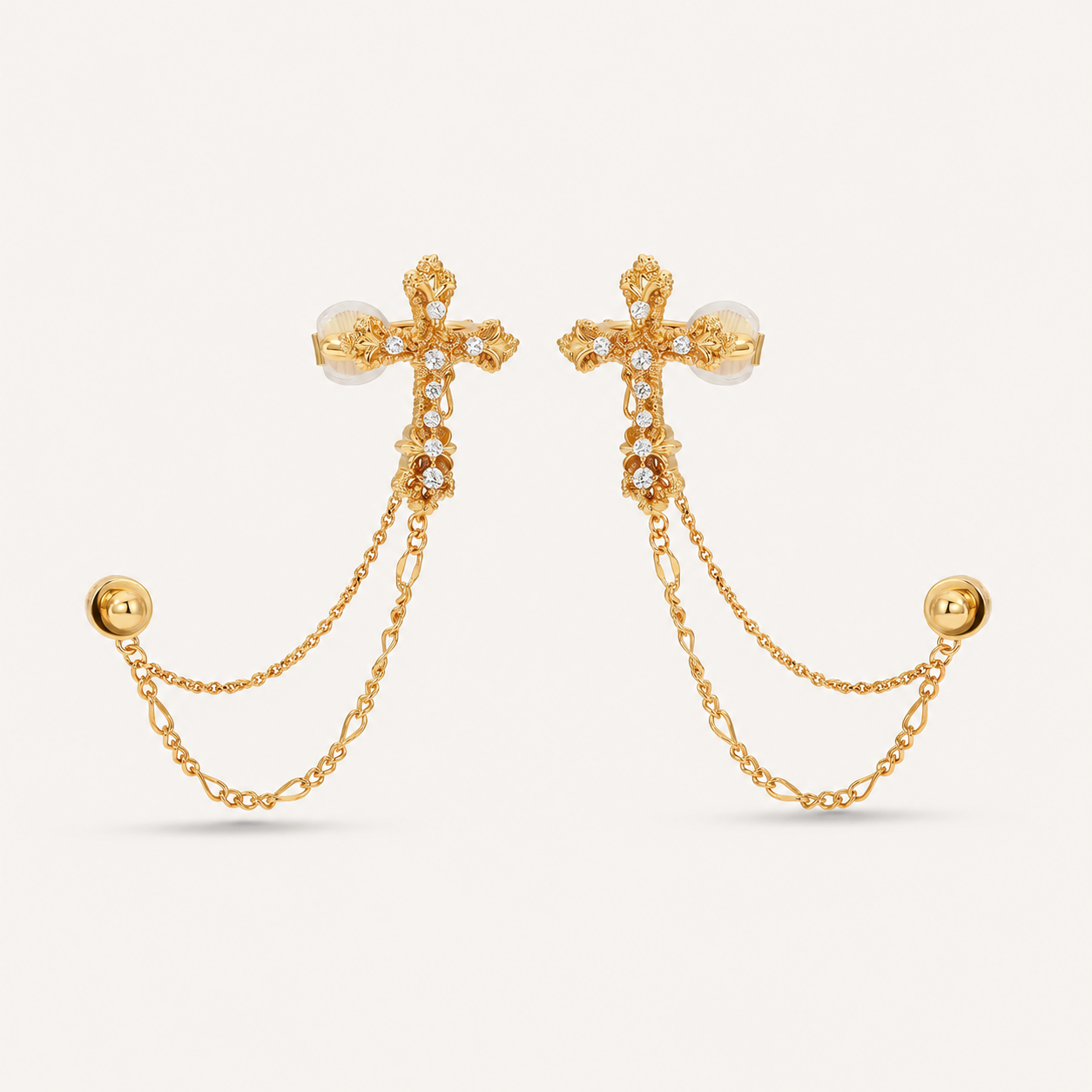 Starlight Aura Cross Chain Ear Cuff Earrings