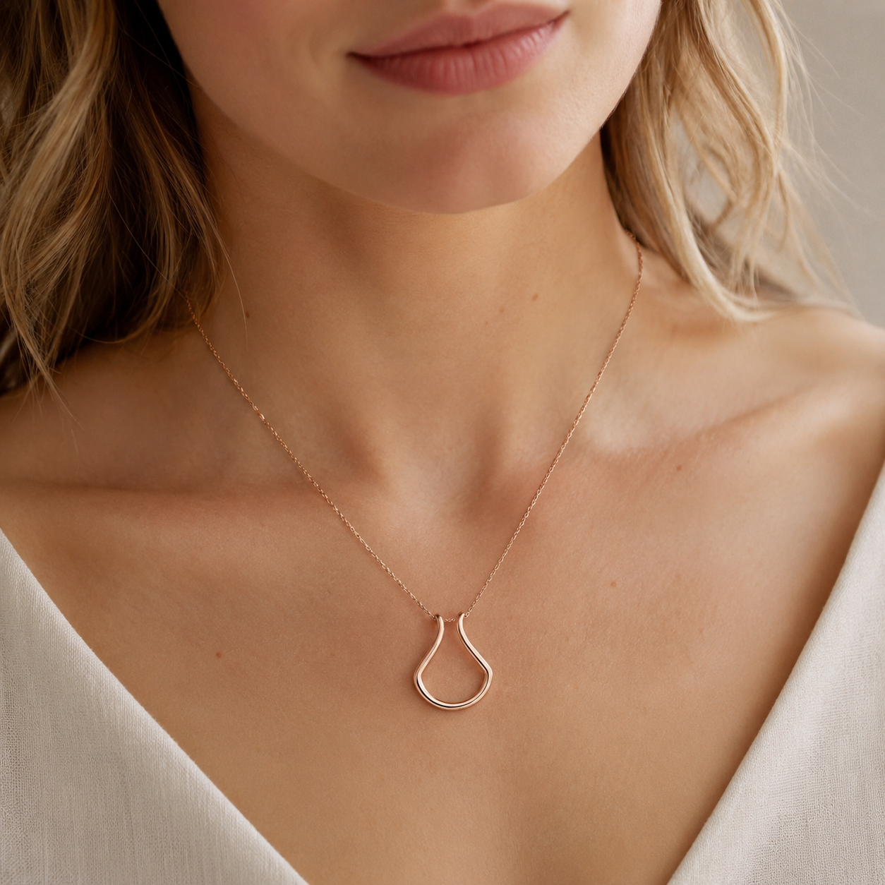 Minimalist Open Teardrop Necklace – S925 Silver Pendant Necklace in Gold & Rose Gold & Silver