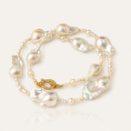 Starlight Aura Baroque Pearl Layered Necklace – Elegant Gold Toggle Statement Chain