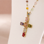 Radiant Spectrum Cross Pendant Necklace