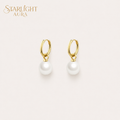 Classic Freshwater Pearl Hoop Earrings – 18K Gold Plated Minimalist Drop Earrings for Women  Product Description