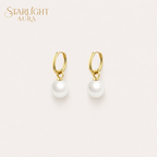 Classic Freshwater Pearl Hoop Earrings – 18K Gold Plated Minimalist Drop Earrings for Women  Product Description