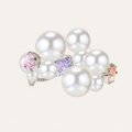 Pearl Crystal Cluster Adjustable Ring with Pastel Zircon Accents