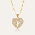 Gold Pavé Broken Heart Necklace – Sparkling Heart Pendant Chain Jewelry
