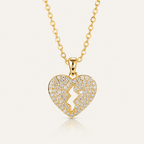 Gold Pavé Broken Heart Necklace – Sparkling Heart Pendant Chain Jewelry