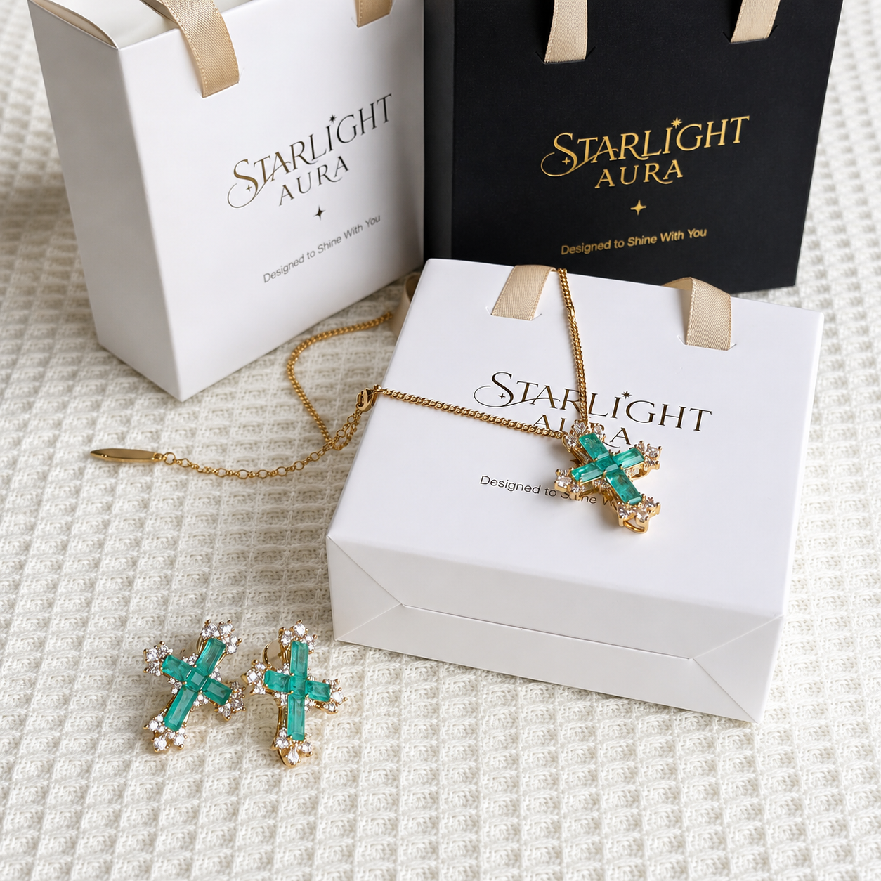 Sparkling Paraiba Cross Statement Earrings with Cubic Zirconia Accents