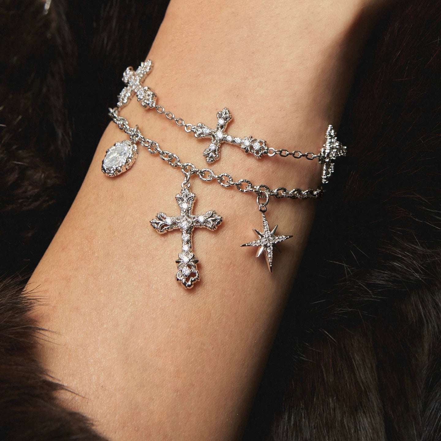 Starlight Aura Star Cross Charm Bracelet