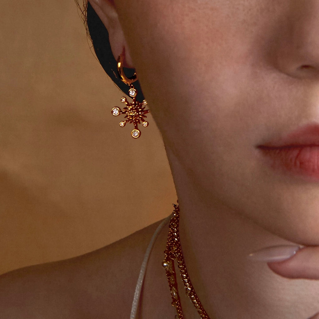 Starlight Aura Radiant Starburst Hoop Earrings