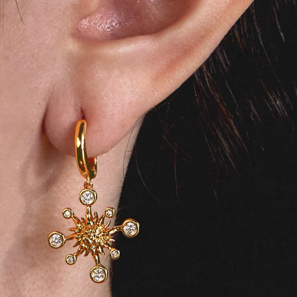 Starlight Aura Radiant Starburst Hoop Earrings