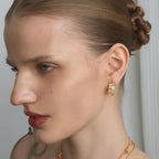 Golden Bloom Floral Zircon Hoop Earrings