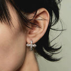 Vintage Cross Crystal C-Hoop Earrings