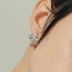 Vintage Cross Crystal C-Hoop Earrings