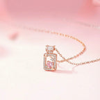 Starlight Aura Rose Gold Heart Perfume Bottle Pendant Necklace