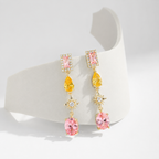 Yellow & Pink Zircon Tassel Earrings