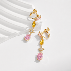 Yellow & Pink Zircon Tassel Earrings