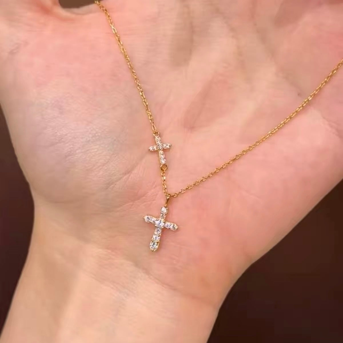 Faith in Light Double Cross Necklace