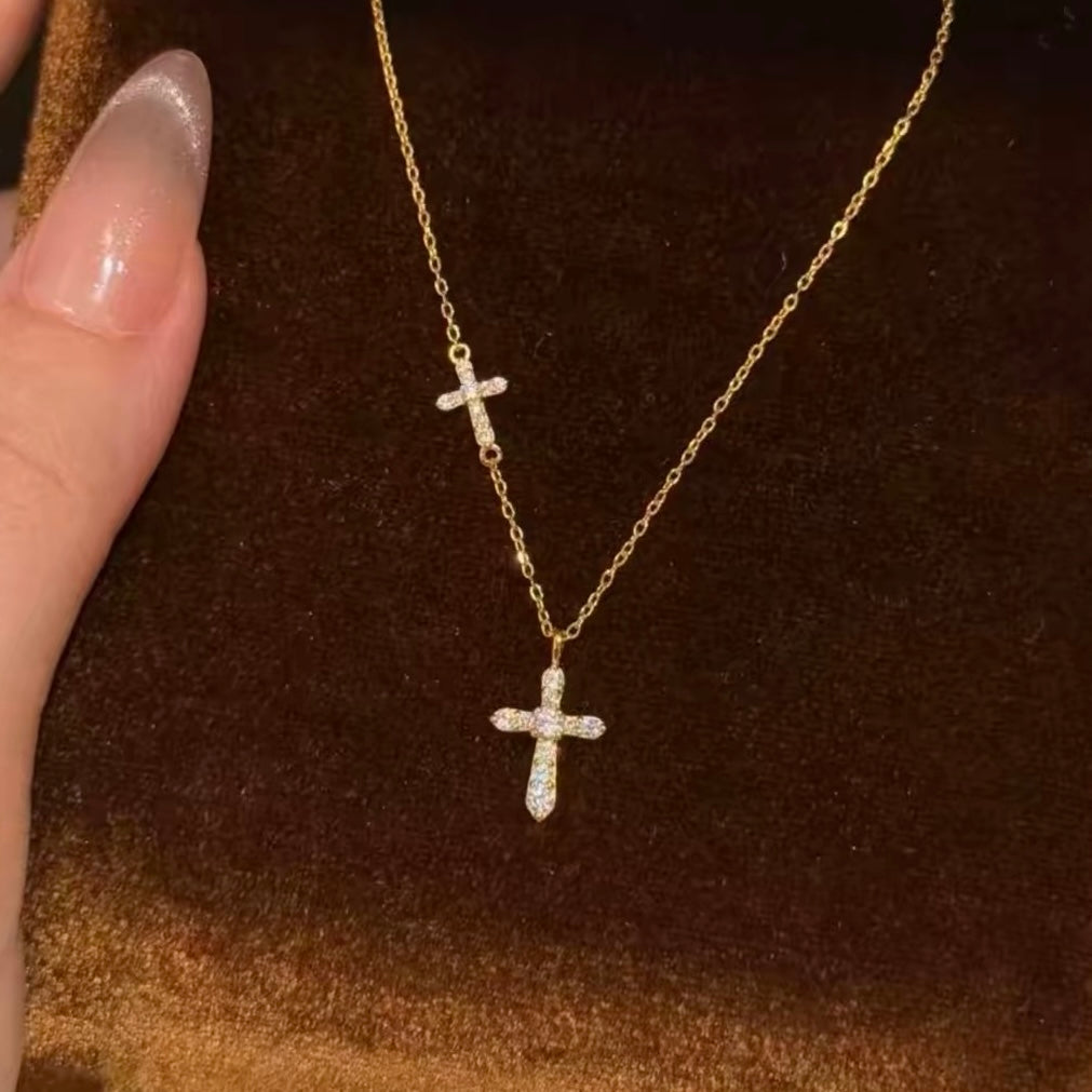 Faith in Light Double Cross Necklace