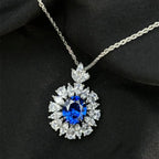 Midnight Bloom Sapphire Pendant Necklace