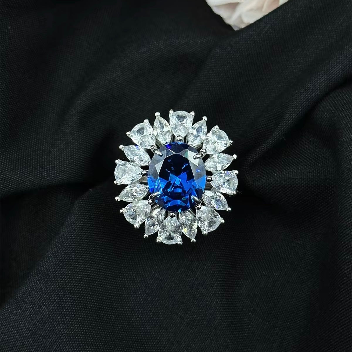 Midnight Bloom Sapphire Pendant Necklace