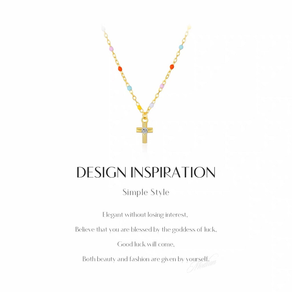 Joyful Light Colorful Beaded Cross Necklace