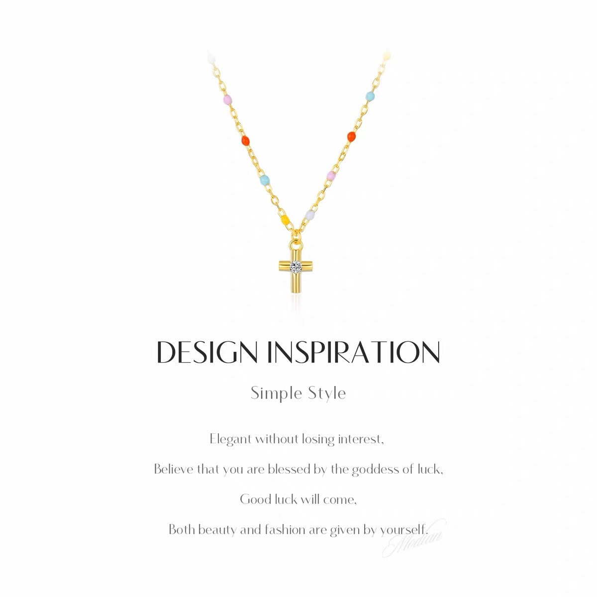 Joyful Light Colorful Beaded Cross Necklace