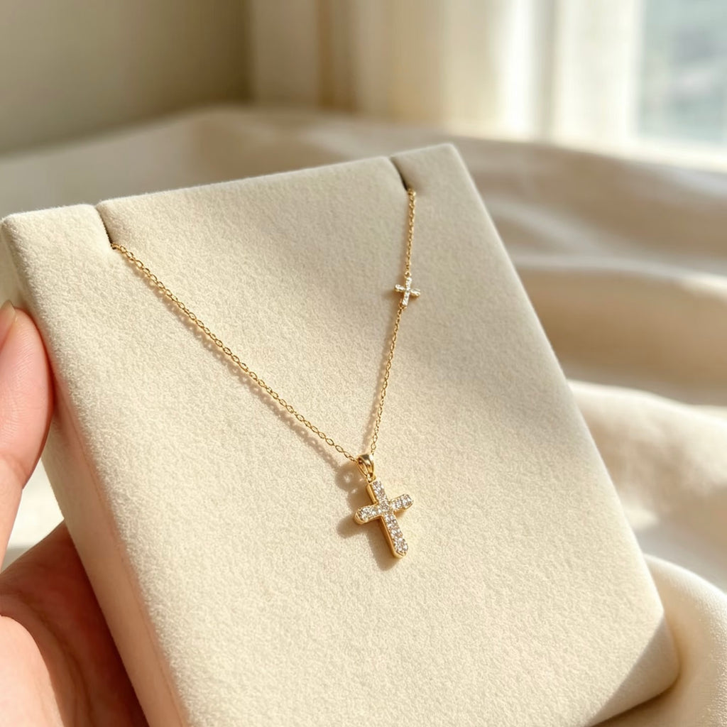 Faith in Light Double Cross Necklace