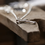 Starlight Aura Dual-Texture Sterling Silver Cross Pendant Necklace