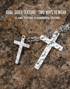 Starlight Aura Dual-Texture Sterling Silver Cross Pendant Necklace