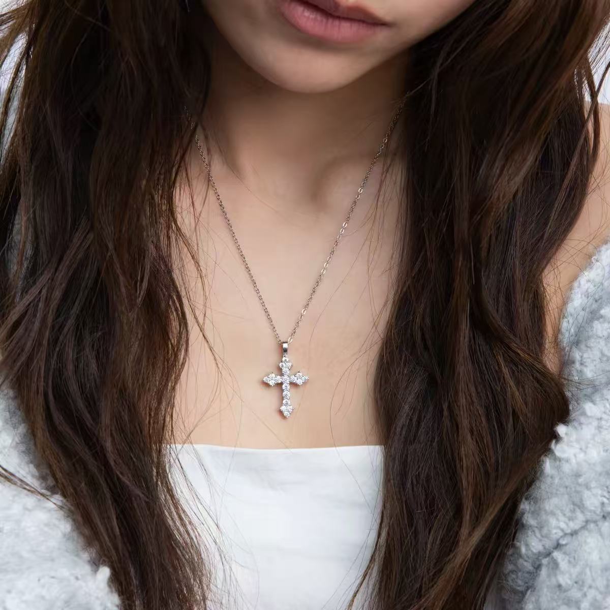 Starlight Aura Celestial Grace Cross Necklace