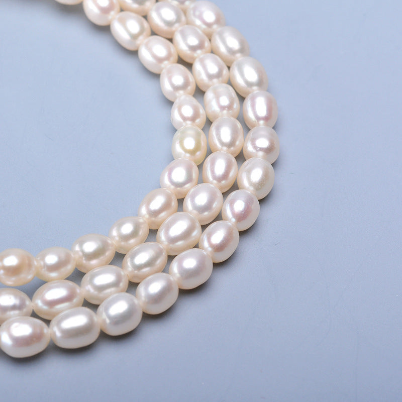 Dailan freshwater pearl bracelet, beige shape strong brightness three-row bracelet, 4-5mm, milmile-shaped almost flawless pearls