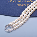 Dailan freshwater pearl bracelet, beige shape strong brightness three-row bracelet, 4-5mm, milmile-shaped almost flawless pearls
