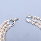 Dailan freshwater pearl bracelet, beige shape strong brightness three-row bracelet, 4-5mm, milmile-shaped almost flawless pearls
