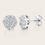 Starlight Aura Sterling Silver Flower Cluster Stud Earrings