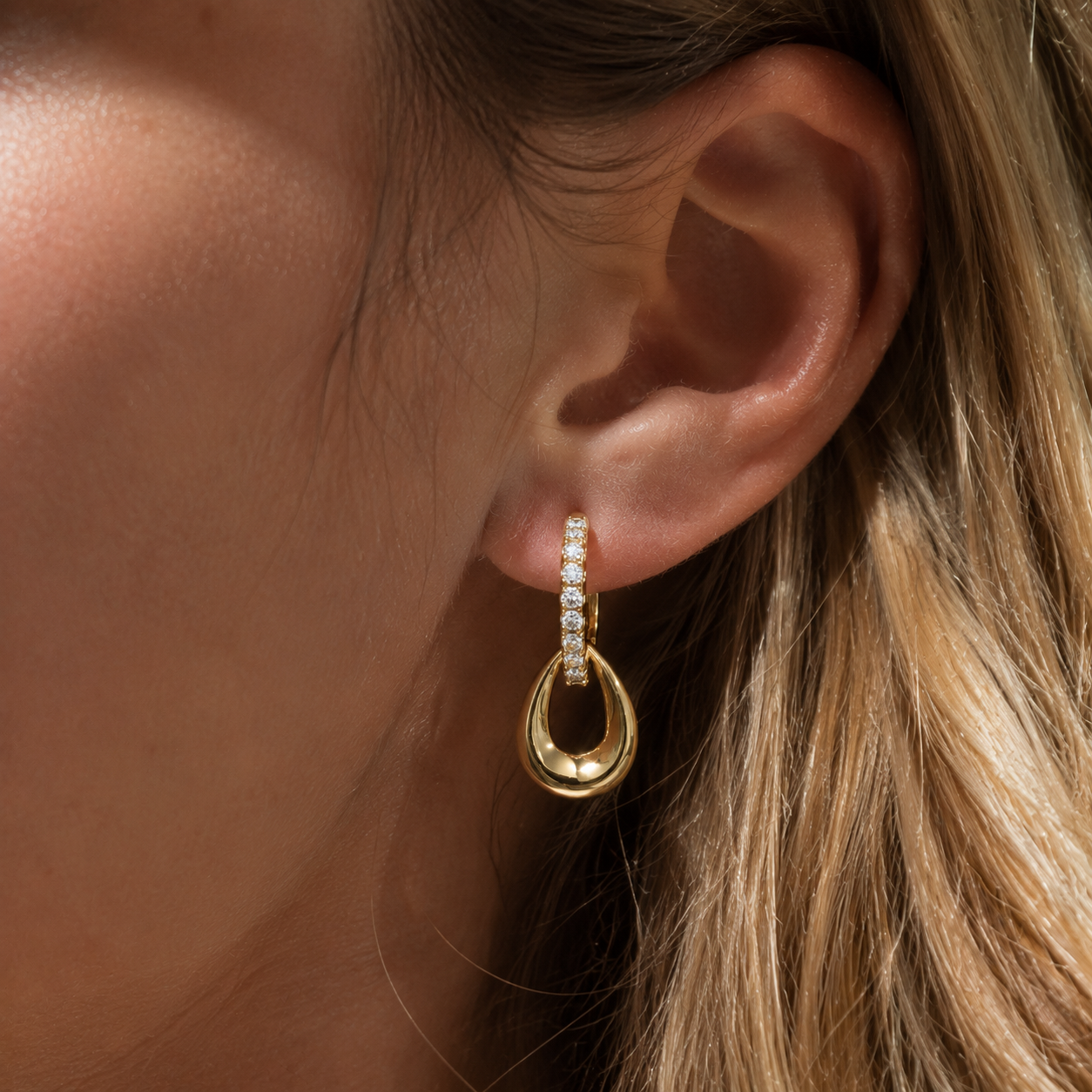 Golden Teardrop Hoop Earrings – Starlight Aura