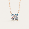 Rose Gold Four-Stone Clover Necklace – Sparkling Crystal Pendant Jewelry