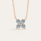 Rose Gold Four-Stone Clover Necklace – Sparkling Crystal Pendant Jewelry