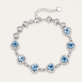 Heart-Shaped Blue Stone Bracelet — S925 Sterling Silver Platinum-Plated Charm Bracelet | Romantic Love Jewelry for Women